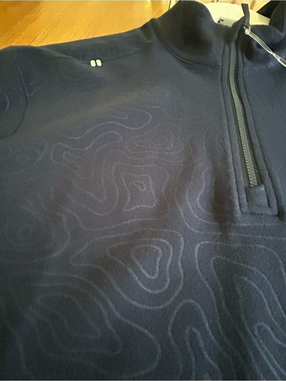 johnnie-O Navy Performance Quarter Zip with Topo Pattern - Picture 2 of 5